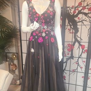 Open Back A-Line Floral Dress